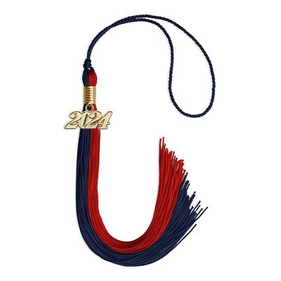Endea Graduation Double Color Tassel with Gold Date Drop (Dark Navy Blue/Red, 2024)