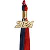 Endea Graduation Double Color Tassel with Gold Date Drop (Dark Navy Blue/Red, 2024) view 2