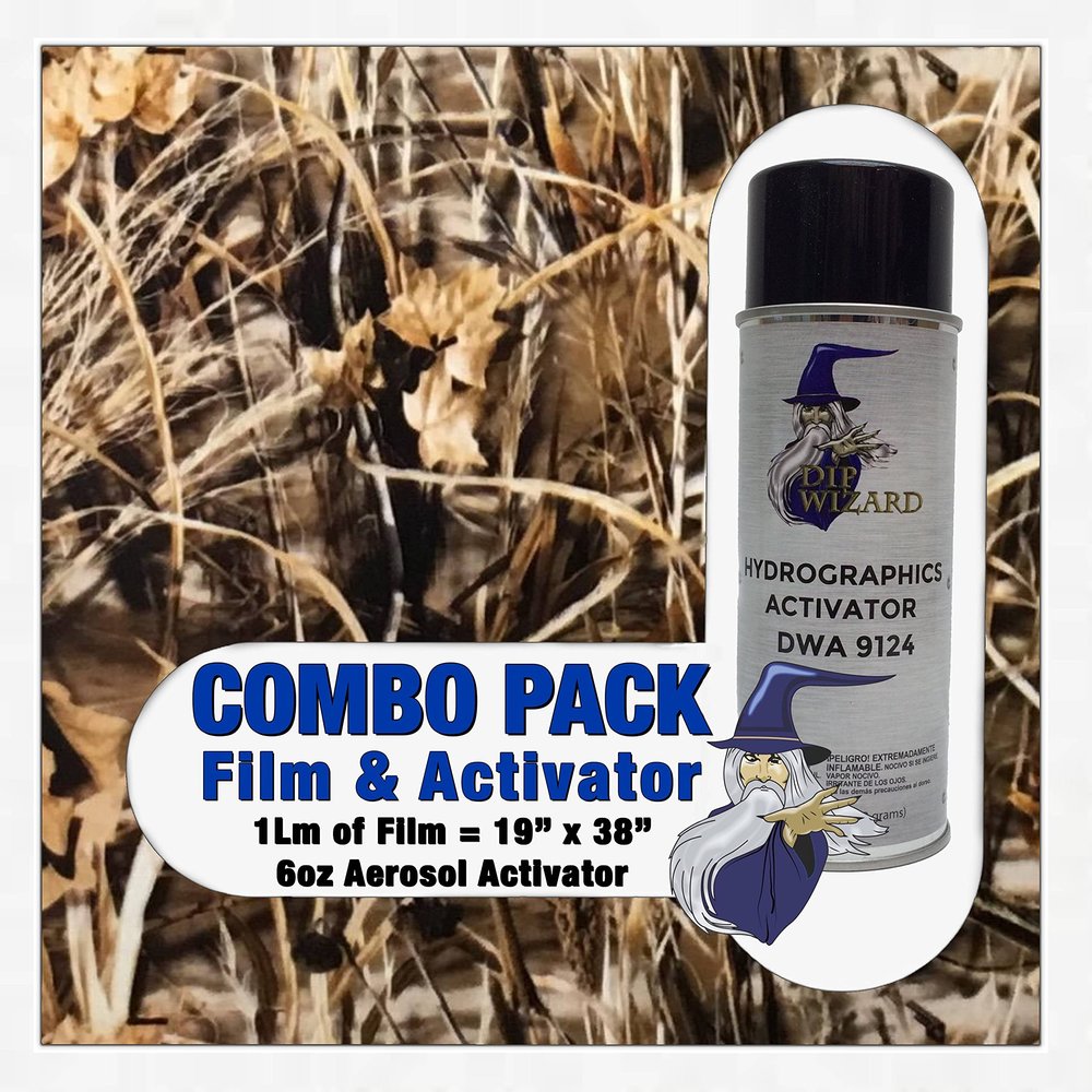 Hydrographic Film Grasslands Camouflage Camo Activator Combo 6oz dip Wizard Hydro dip Dipping
