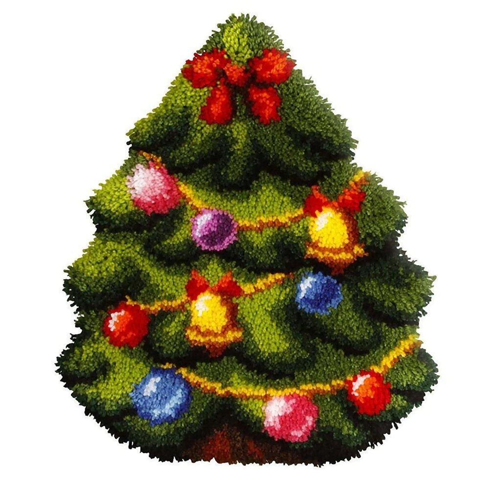 HIYIRUI Christmas Latch Hook Kits for Adults 20.5 x 16.5 Inch DIY Needlework Unfinished Crocheting Rug Kit with Color Preprinted Pattern