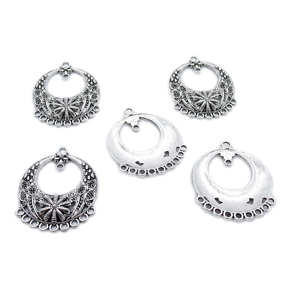 110 Pieces Antique Silver Plated Jewelry Making Charms Findings Crafting Suppliers YP3Q1 Earring Eardrop Connector