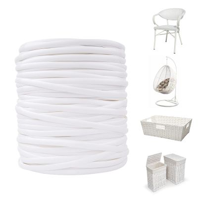 FAMMOM Wicker Repair Material Flat Synthetic Rattan Weaving Material Plastic Rattan for Knit and Repair Chair Table,Storage Basket,Ect (White A)