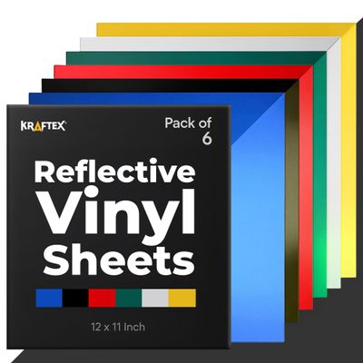 Reflective Vinyl Permanent Adhesive for Cricut Oracle 651 (6pk, 12 x 11 Inch) White Glow in The Dark Sticker Sheets for DIY Outdoor Stickers and Decal. Tape for Safe Car Parking, Crafting and More