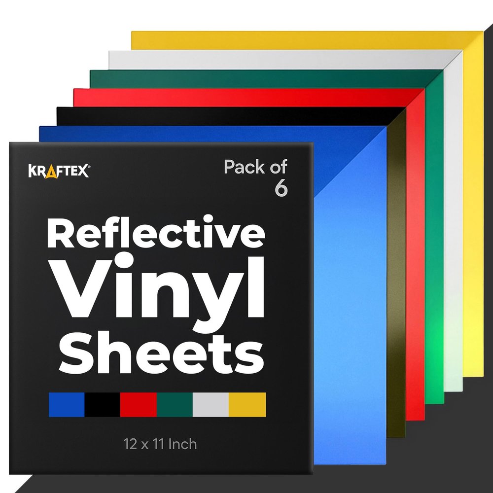 Reflective Vinyl Permanent Adhesive for Cricut Oracle 651 (6pk, 12 x 11 Inch) White Glow in The Dark Sticker Sheets for DIY Outdoor Stickers and Decal. Tape for Safe Car Parking, Crafting and More