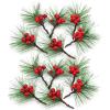 DCQRY WYSRJ 24 Pack Artificial Christmas Picks Assorted Red Berry Picks Stems Faux Pine Picks with Berries for Christmas Floral Arrangement Wreath Winter Holiday view 1