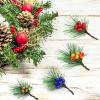 DCQRY WYSRJ 24 Pack Artificial Christmas Picks Assorted Red Berry Picks Stems Faux Pine Picks with Berries for Christmas Floral Arrangement Wreath Winter Holiday view 2