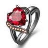 925 Sterling Silver Womens Ruby Ring Vintage Hollow Out Heart Purple gem Ring Fashion Full Diamond Zircon Black Ring Promise Engagement Wedding Cocktail Christmas Party Gift Ring ST.448 (Red, 9) view 1