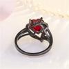 925 Sterling Silver Womens Ruby Ring Vintage Hollow Out Heart Purple gem Ring Fashion Full Diamond Zircon Black Ring Promise Engagement Wedding Cocktail Christmas Party Gift Ring ST.448 (Red, 9) view 3