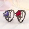 925 Sterling Silver Womens Ruby Ring Vintage Hollow Out Heart Purple gem Ring Fashion Full Diamond Zircon Black Ring Promise Engagement Wedding Cocktail Christmas Party Gift Ring ST.448 (Red, 9) view 4