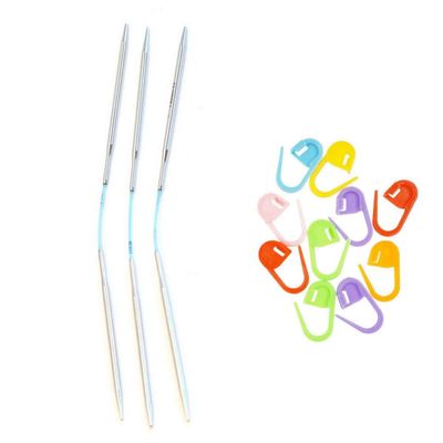 addi FlexiFlips XL 10 inch (26cm) (Set of 3) US 10 (6.0mm) DPN Double Pointed Knitting Needle Slick & Smooth Finish, Standard Tips, Smooth Joins, Blue Pliable Cord with 10 Colorful Stitch Markers