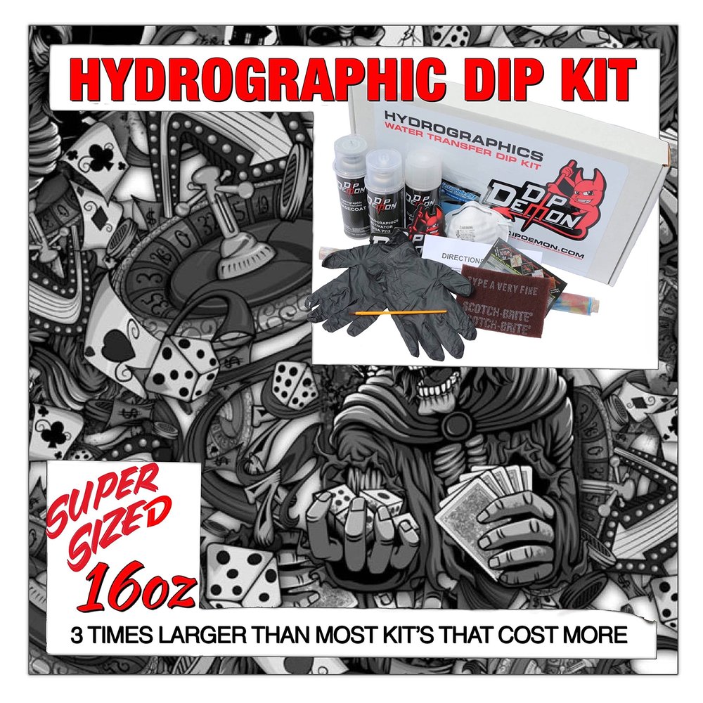 Hydrographic Dip Kit Gambler Skulls 16oz dip Demon Hydro dip Dipping