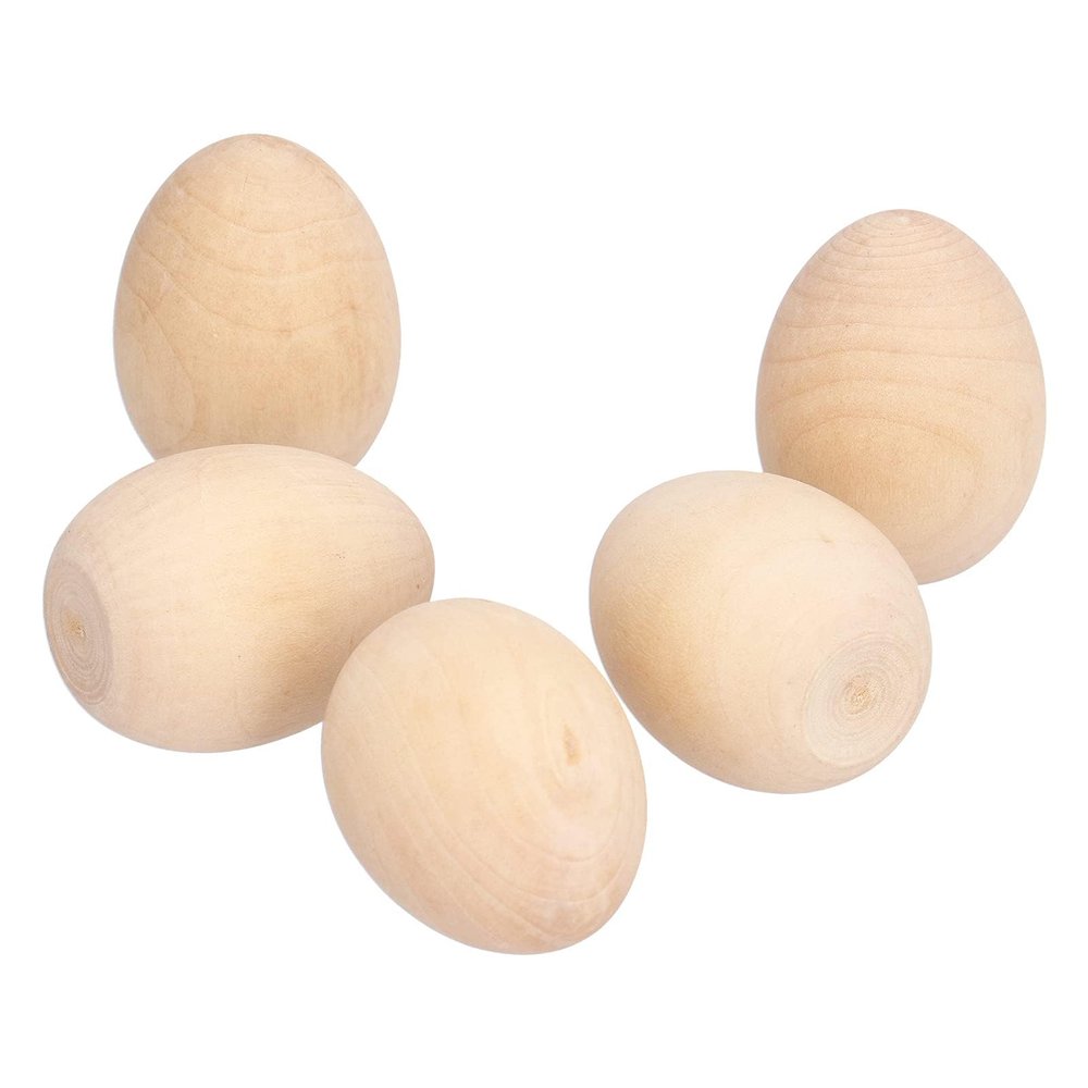10PCS Wooden Eggs, Unfinished Wooden Easter Eggs Craft Easter Painting Kit Small Craft Office Decor 1.8x1.3inch