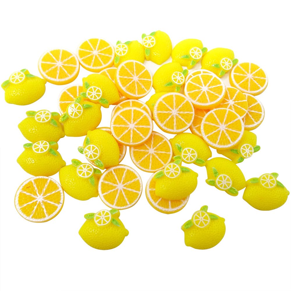 Honbay 40PCS Slime Charms Flatback Resin Charms Lemon Fruit Embellishments for Scrapbooking, Hair Clip, Phone Case, DIY Crafts