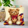 clubevy DIY Latch Hook Kits Pillow Case Sofa Cushion Cover Craft Kits Embroidery Carpet Set Needlework Pillow Cover 17x17 inch (Bear) view 1
