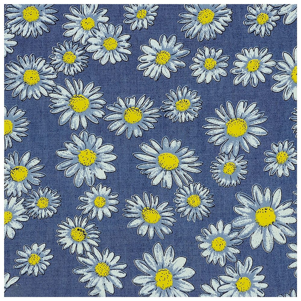MUYUNXI Denim Fabric by The Yard for Jeans Dress T-Shirt Clothes Sewing Cushions 145cm Wide Sold by The Meter(Color:Yellow Big Chrysanthemum)
