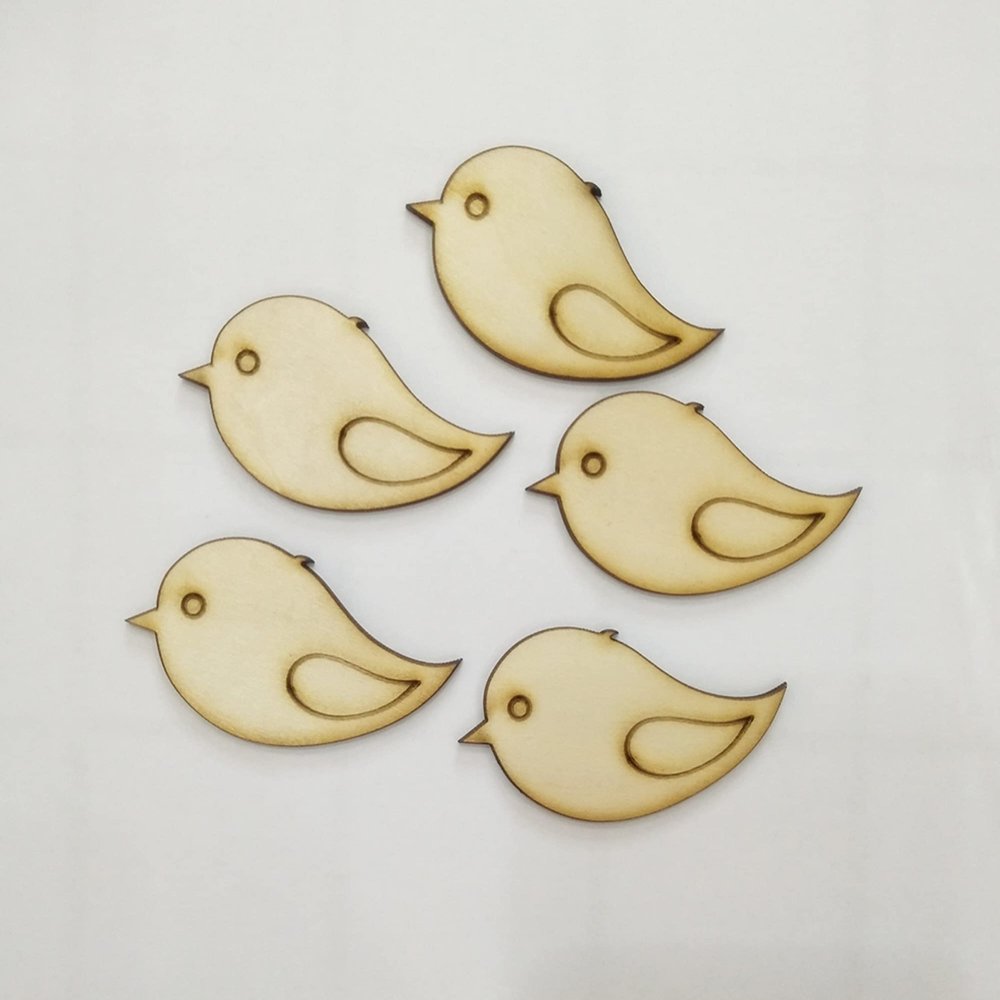 50pcs Mini Wooden Bird Shapes, DIY Wood Birds Blank for Art Projects Craft Decoration Gift Decoupage Ornament Craft Supply Unpainted (1'')