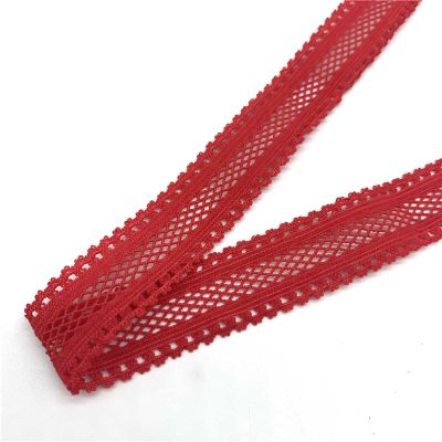 GMMDXD 5yards/Lot 18mm Elastic Grid Ribbon Fold Over Spandex Elastic Band for Sewing Lace Trim Waist Band Garment Accessory (Color : Red, Size : 5 Yards)