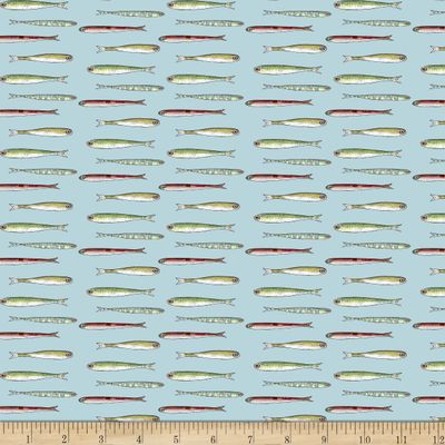 QT Fabrics Set Sail Fish Light Blue, Fabric by The Yard