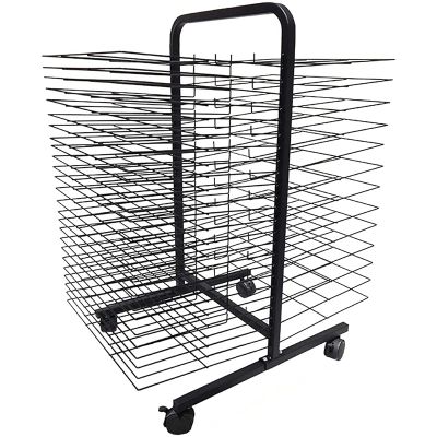 Drying Rack, Back-to-Back Double-Sided Mobile Art Drying Rack with Wire Shelves for Works of Art, Black Powder Coated FinishIdeal for Schools and Art Clubs (Size : 38-Layer)