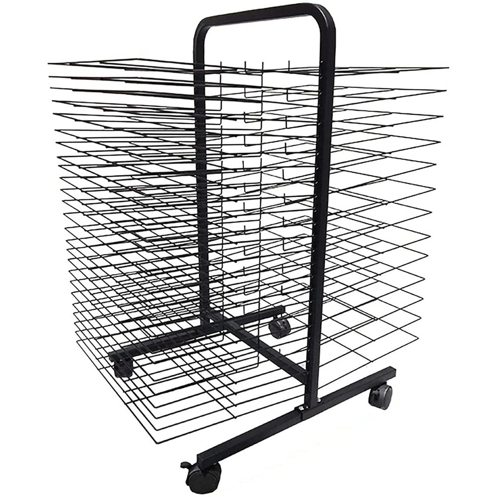 Drying Rack, Back-to-Back Double-Sided Mobile Art Drying Rack with Wire Shelves for Works of Art, Black Powder Coated FinishIdeal for Schools and Art Clubs (Size : 38-Layer)