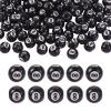 FASHEWELRY 100Pcs Acrylic Round Billiards Beads Black Chunky Bubblegum Ball Beads Round with Number 8 Beads for DIY Home Party Decor Crafts Making, Hole: 4mm view 1
