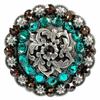 BS9188 Coloma Antique Silver Berry Rhinestone Crystal Concho (BS9188-3-LASRP, Smoked Topaz-Blue Zircon-1-1/2") view 1