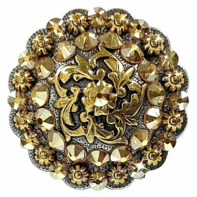 BS9188 Coloma Antique Gold Berry Rhinestone Crystal Concho (BS9188-1-ASAG, Metallic Sunshine-1")
