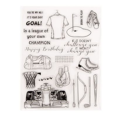 Arbuya Sports Baseball Skating Racing Car Champion Archery Rubber Stamps Clear Stamps for Card Making Decoration and DIY Scrapbooking Rubber Stamps for Crafts