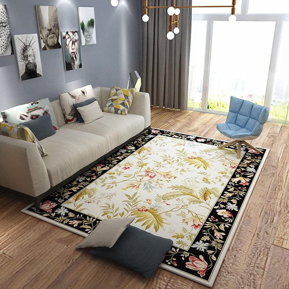 carpet Simple Modern Style Rectangular Rugs, Flower Carpet, Living Room Sofa Coffee Table Non-Slip Mats, Bedroom Bedside Rugs, Washable Pad(120160cm , 140200cm) ( Color : A , Size : 140cmx200cm )