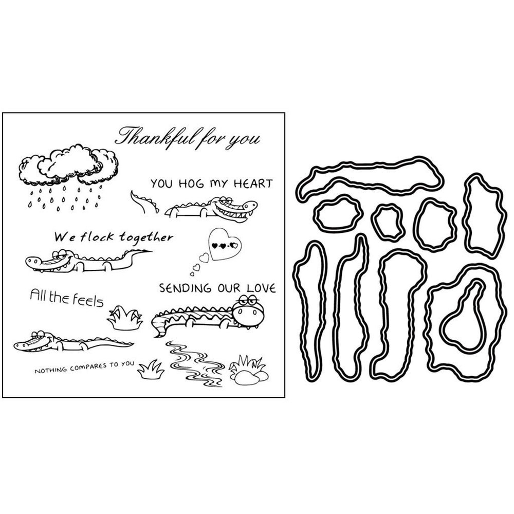 Cute Animals Clear Stamps and Dies Set for DIY Card Making, Clear Rubber Stamps and Dies for Card Sets for Crafting, DIY Scrapbooking Card Making Tools
