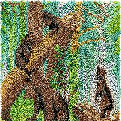 Forest Bears Rug Latch Hooking Kit 64x48cm Blank Canvas