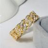 Womens 925 Sterling Silver Chain Ring Shiny AAA Cubic Zirconia Wedding Bands Fashion Yellow Gold Eternity Engagement Princess Ring 18K Rose Gold Simulated Diamond Ring for Women HM217 (Yellow, 7) view 2