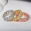Womens 925 Sterling Silver Chain Ring Shiny AAA Cubic Zirconia Wedding Bands Fashion Yellow Gold Eternity Engagement Princess Ring 18K Rose Gold Simulated Diamond Ring for Women HM217 (Yellow, 7) view 3