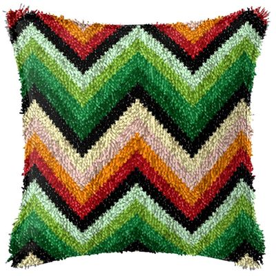 DL-YTG DIY Latch Hook Kits Throw Pillow Wave Cover Rug Pattern Color Printed Canvas16X16 inch, Crochet Needlework Crafts for Kids and Adults