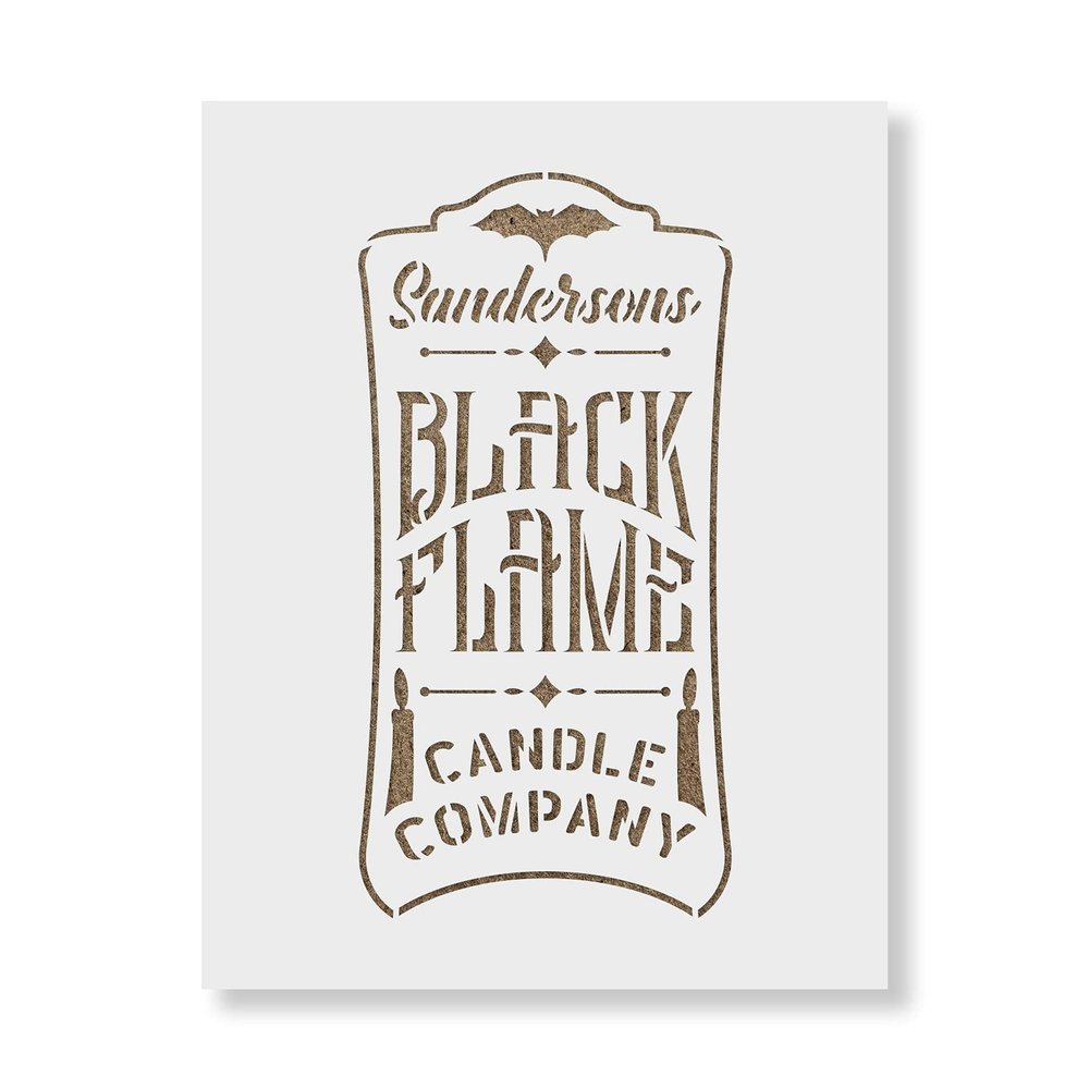 Black Flame Candle Label Stencil - Bring Your Haunted Visions to Life, Horror Stencil, Mylar Stencils, Halloween Sign