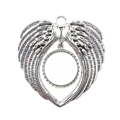 ZTGD Angel Wing Heart-Shaped Photo Frame Ornament Handmade Christmas Tree Ornament for Home Study Living Room Silver