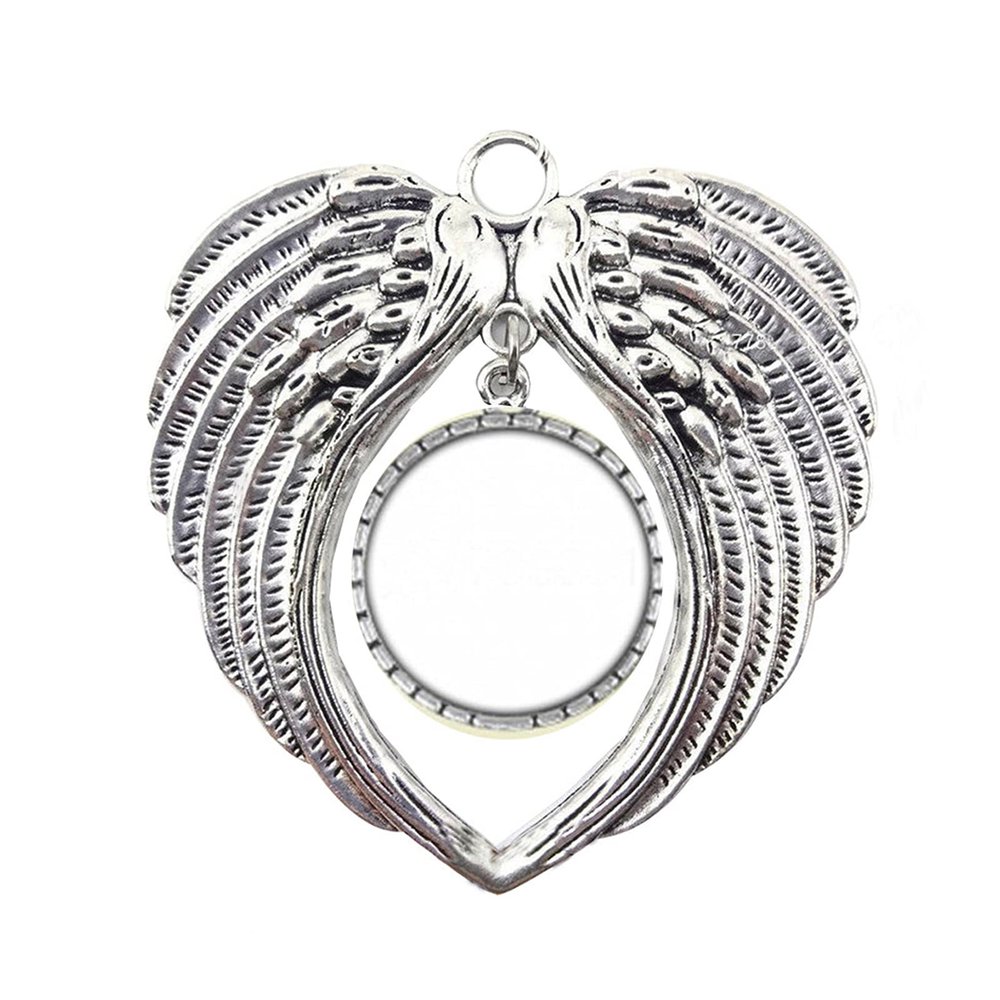 ZTGD Angel Wing Heart-Shaped Photo Frame Ornament Handmade Christmas Tree Ornament for Home Study Living Room Silver