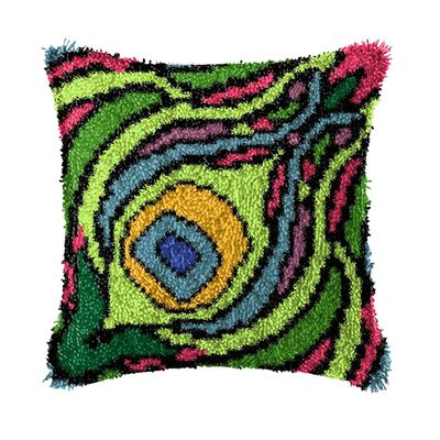 DL-YTG DIY Latch Hook Kits Throw Pillow Flowers Cover Rug Pattern Color Printed Canvas16X16 inch, Crochet Needlework Crafts for Kids and Adults