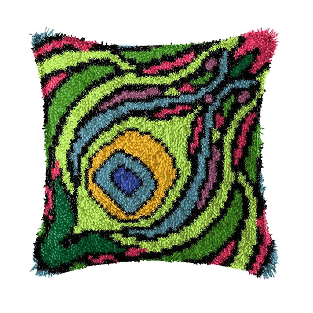 DL-YTG DIY Latch Hook Kits Throw Pillow Flowers Cover Rug Pattern Color Printed Canvas16X16 inch, Crochet Needlework Crafts for Kids and Adults