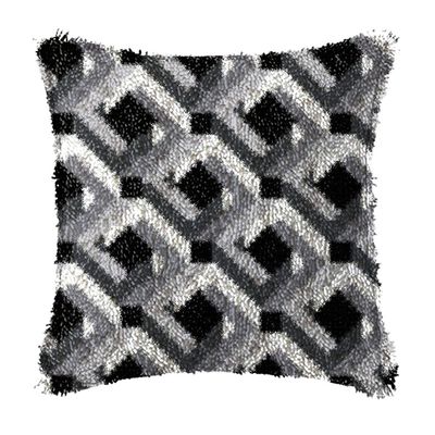 DL-YTG DIY Latch Hook Kits Throw Pillow Flowers Cover Rug Pattern Color Printed Canvas16X17 inch, Crochet Needlework Crafts for Adults