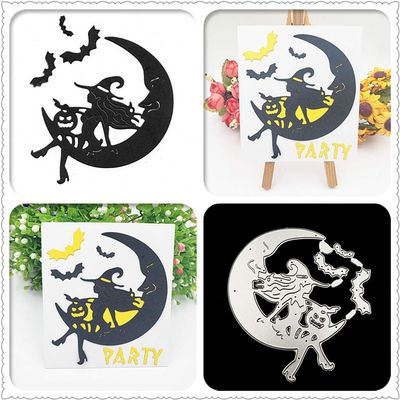 Halloween Ghost Pumpkin Witch on The Moon Metal Die Cuts, Cutting Dies for Card Making Clearance, Embossing Dies for Scrapbooking, DIY Album Paper Cards Decoration