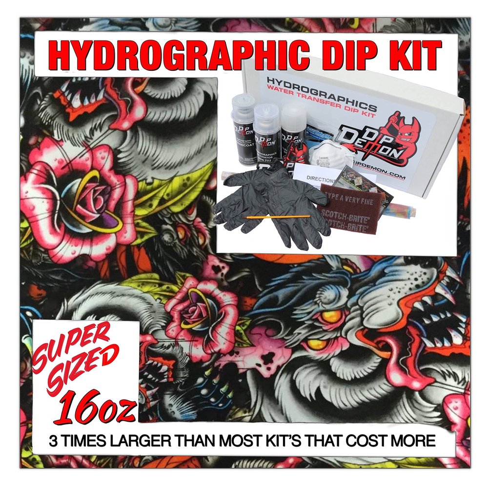 Hydrographic Dip Kit Metallic Wolf Dragon 16oz dip Demon Hydro dip Dipping
