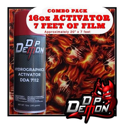 Hydrographic Film Activator Combo Kit Hippie Skulls Flames Hydro Dipping 16oz Dip Demon