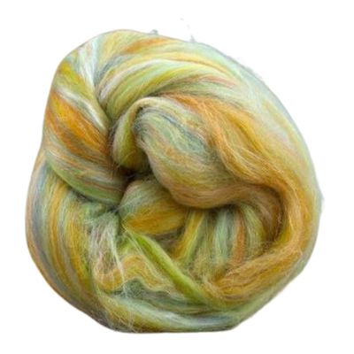 Revolution Fibers Constellation Range Roving (8 Ounces) | Multicolored Tonal Blend of 70% Dyed Merino and 30% Tussah Silk Combed Top | Soft Fiber for Felting, Spinning, Knitting (Orion Yellow)