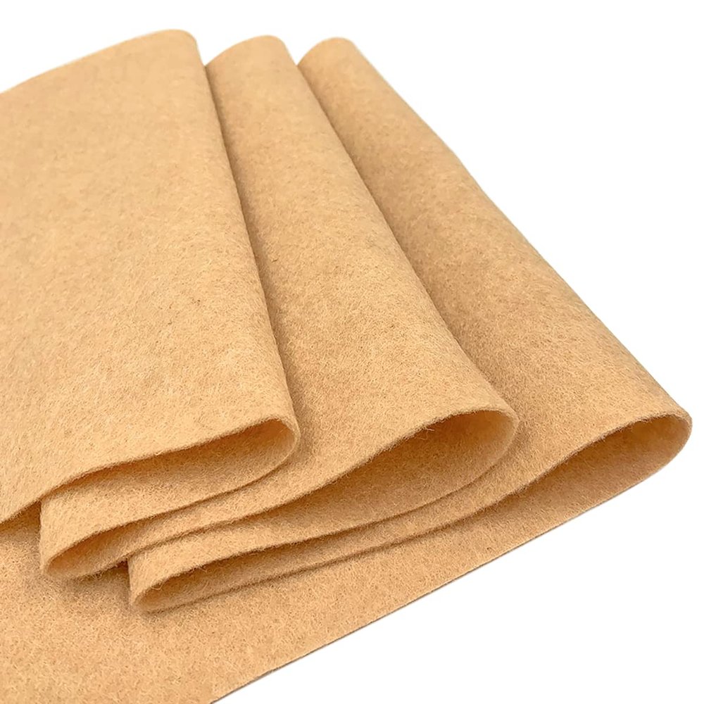 Queenbox 7.9x35.4in Solid Felt Fabric Sheet, 1.4mm Thick Rectangle DIY Craft Sewing Sof Material for Cloth Patchwork Cushion Padding, Light Brown