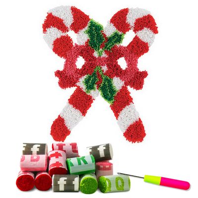 DL-YTG Latch Hook Kits Rug Bow Crochet Yarn Cushion Colour Pre-Printed Canvas Cover Rug Needlework DIY Hook and Latch Kit Home Decoration 52x38cm/20 X15inch