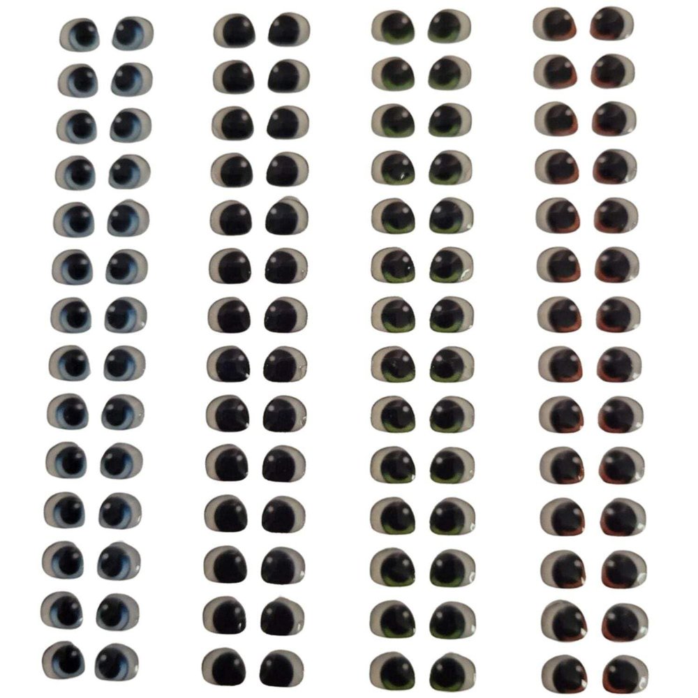 Adhesive Resin Eyes FNY 1002 - Micro - 80 Pairs - W/H: 5.7mm x 4.7mm (0.22" x 0.18") - for use with Cold Porcelain Air Dry Clay, Polymer Clay, EVA, Felt, Fabric, Plaster, Paper, Ceramic and More