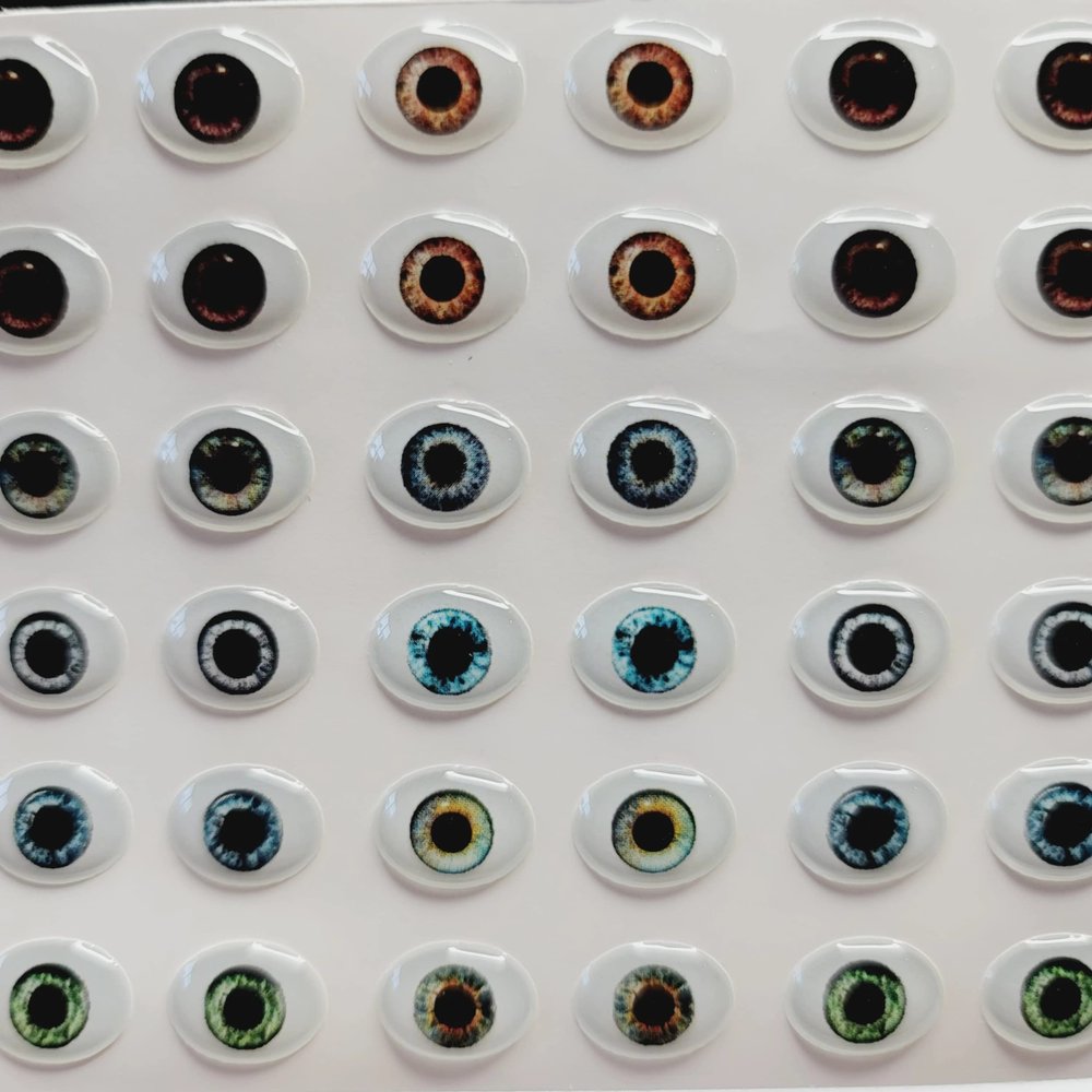 Adhesive Resin Eyes for Clays Multicolor STY Realistic GR/LG Measure: 12mm 36 Pairs