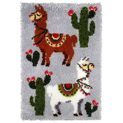 DIY Latch Hook Kits Horse Throw Carpet Embroidery Cover Rug Pattern Color Printed Canvas 52x38cm, Crochet Needlework Crafts for Kids and Adults