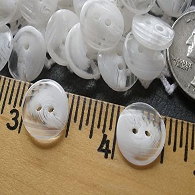 36 Cool Clear & White mKET Textured Buttons 1/2" (20L 13MM) 2 Hole Plastic Sewing sew on Crafts Jewelry Clasp Small Shirt Horn Effect
